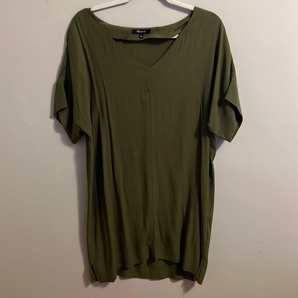 Madewell never worn army green shift dress. size L